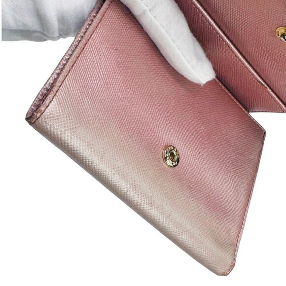Prada Metallic Saffiano Leather Trifold Wallet - 4.5” x 4” x 0.75” - Picture 12 of 15